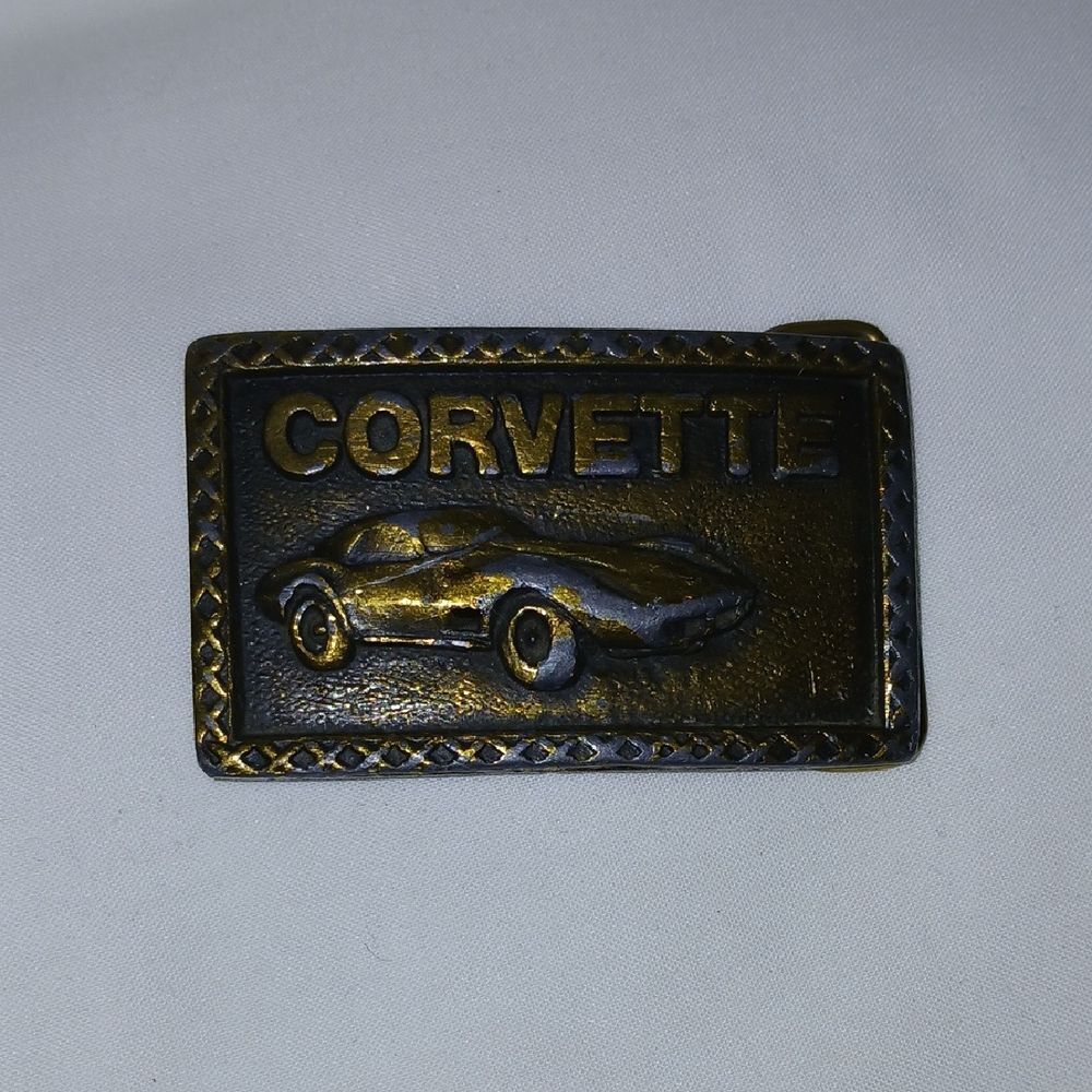 Vntg Corvette Bronze Belt Buckle